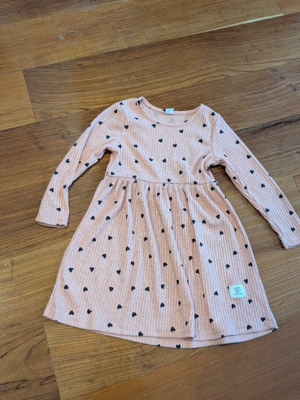 Girl's Pink Hearts Long Sleeve Dress